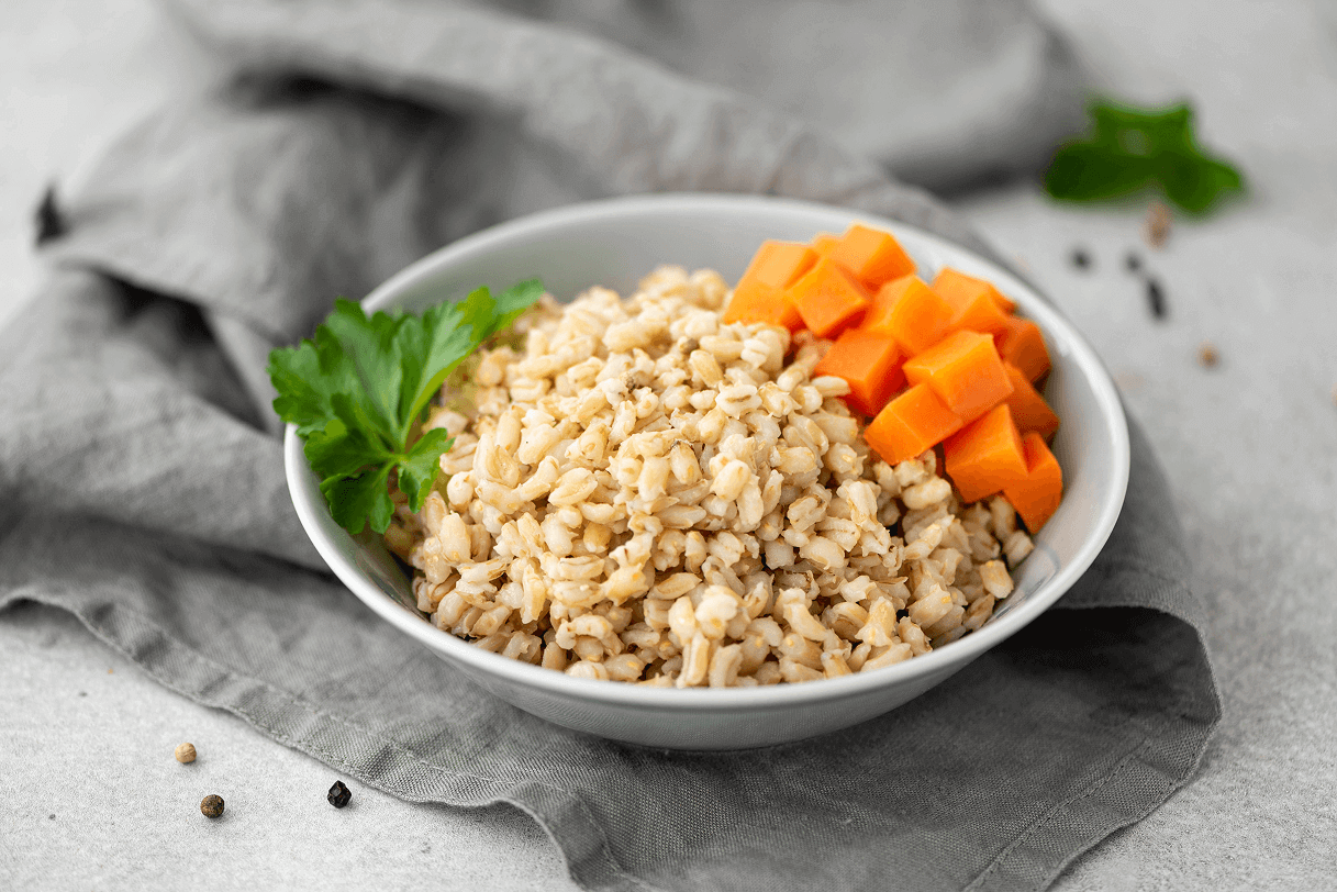 boiled-pearl-barley-with-butter-gray-plate 1