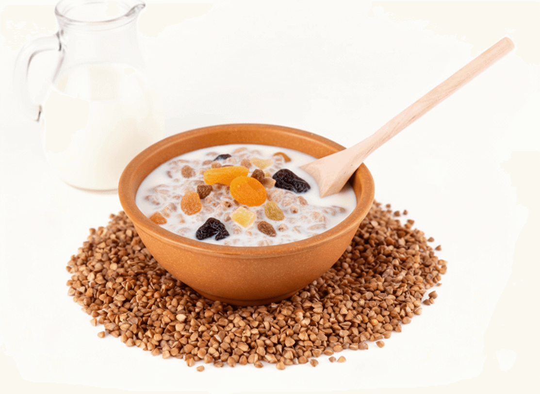 grechani-plastivci-v-tarilci-z-lozhkoyu-ta fruits