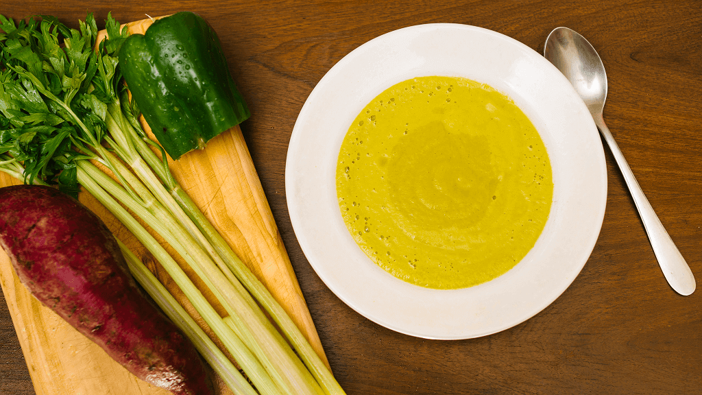 pumpkin-puree-near-raw-vegetables-chopping-board
